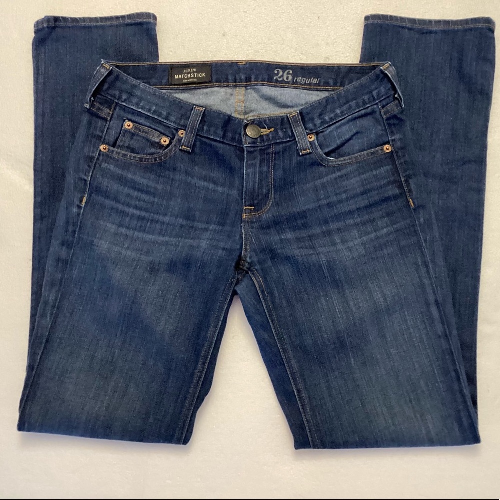 J Crew Matchstick Jeans Dark Wash 26R All measurements in pics.